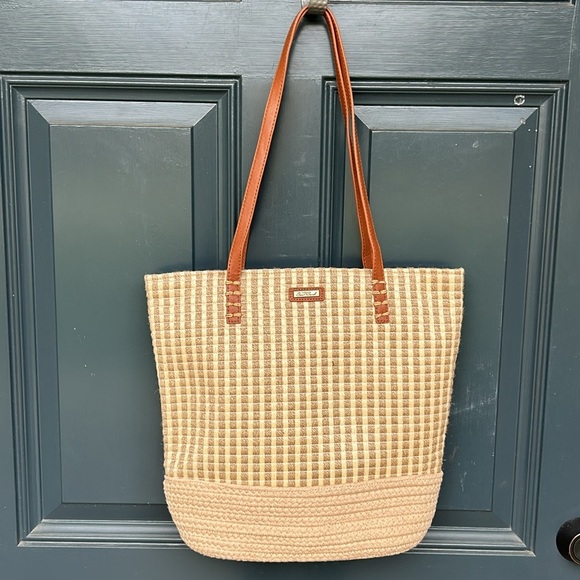 Striped Tan Tote Bag - Picture 1 of 16